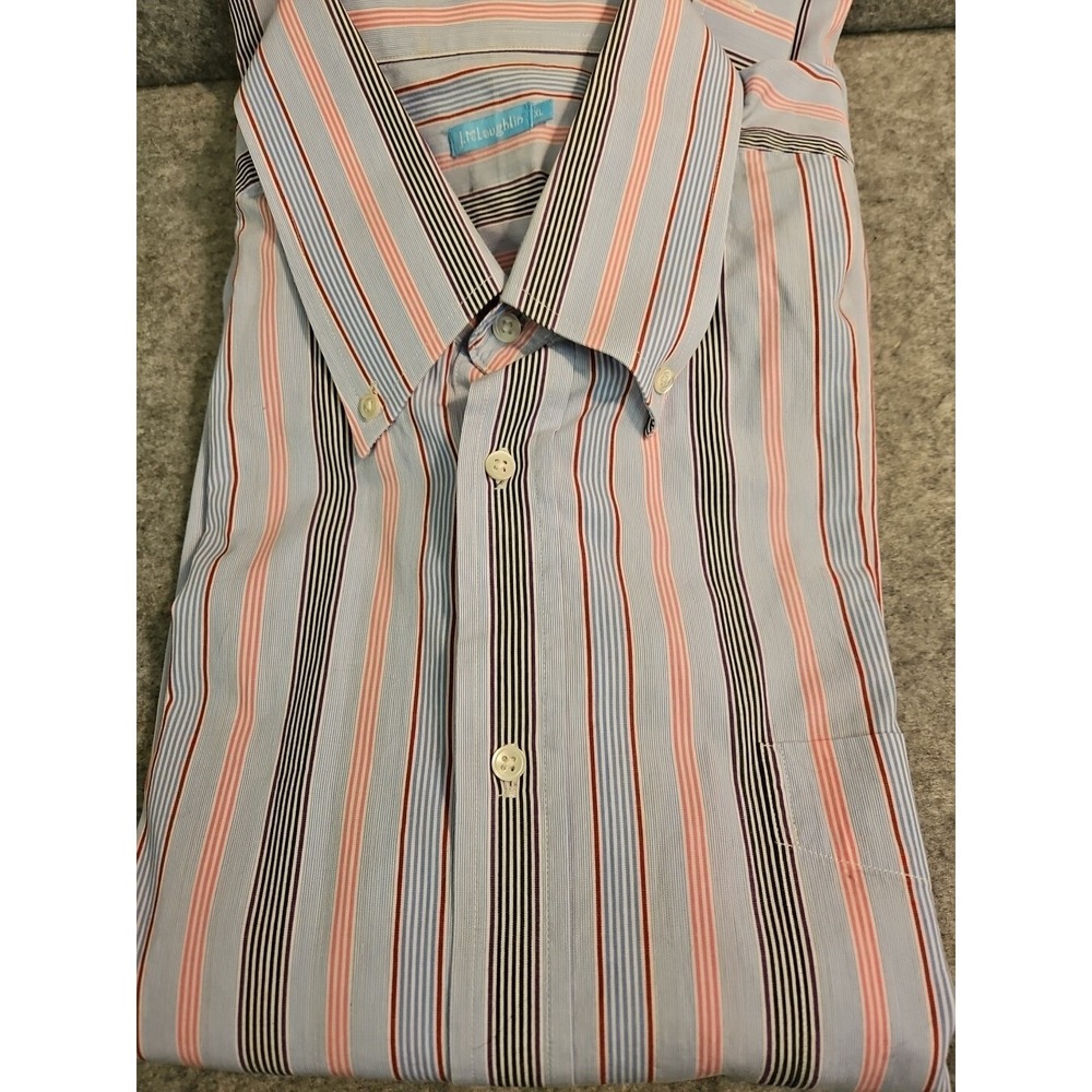 J McLaughlin Shirt Men's XL Blue Multi Stripe Long Sleeve Casual Cotton Buttons‎